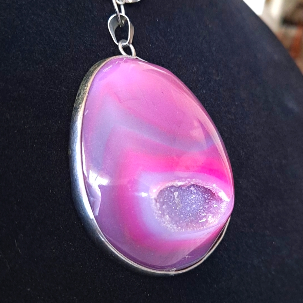 Purple Pink Druzi Pendant Necklace